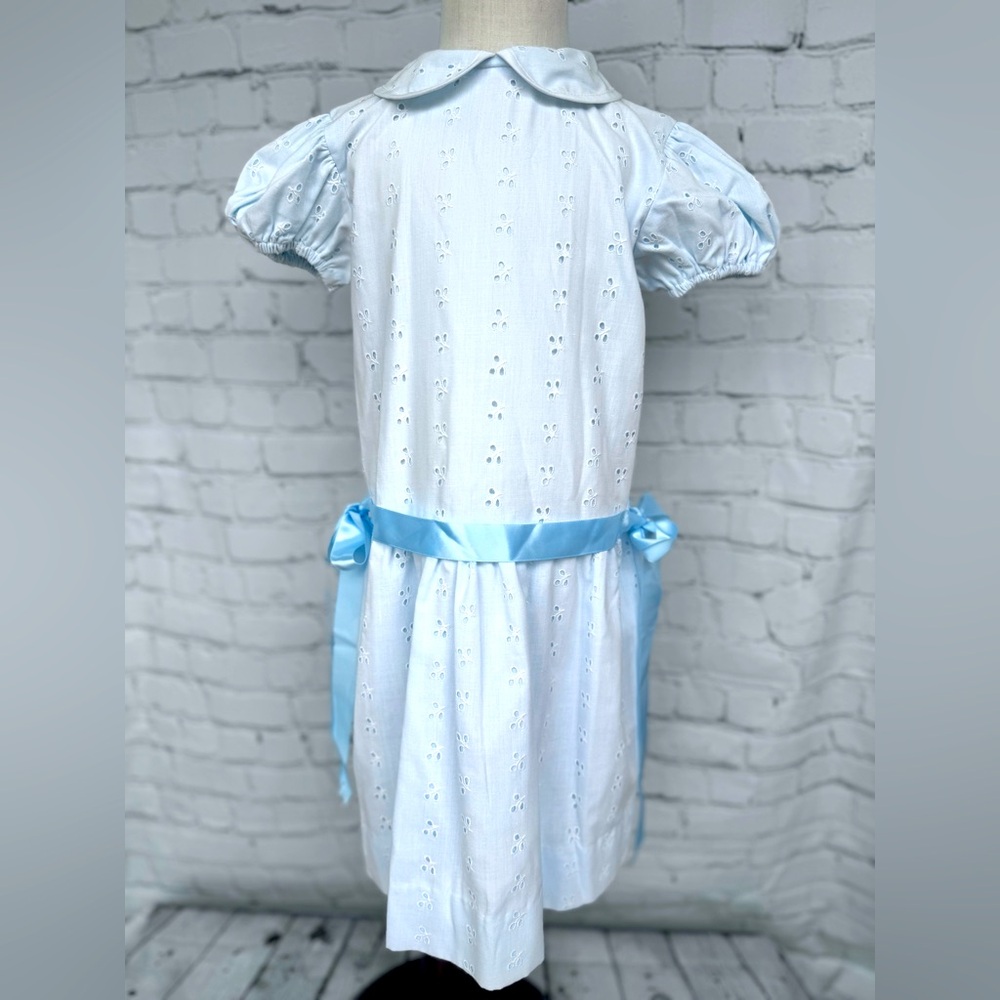 Lisa Jackson Eyelet Drop Waist Puff Sleeve Vintage 80s Dress Girls Size 5